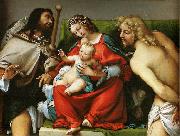 Lorenzo Lotto Madonna mit Hl. Rochus und Hl. Sebastian oil painting